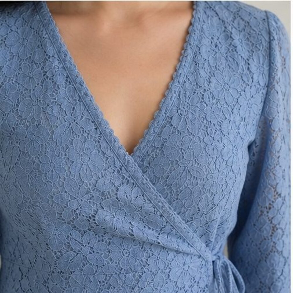 Blue Ruffle Blouse - Picture 4 of 6